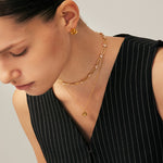 Gold Solitaire Pendant Necklace with Champagne Zircon | MaiaMina