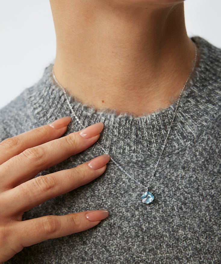Wilda Sky Blue Topaz Petite Pendant Necklace in Sterling Silver – MaiaMina