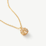 Gold Solitaire Pendant Necklace with Champagne Zircon | MaiaMina