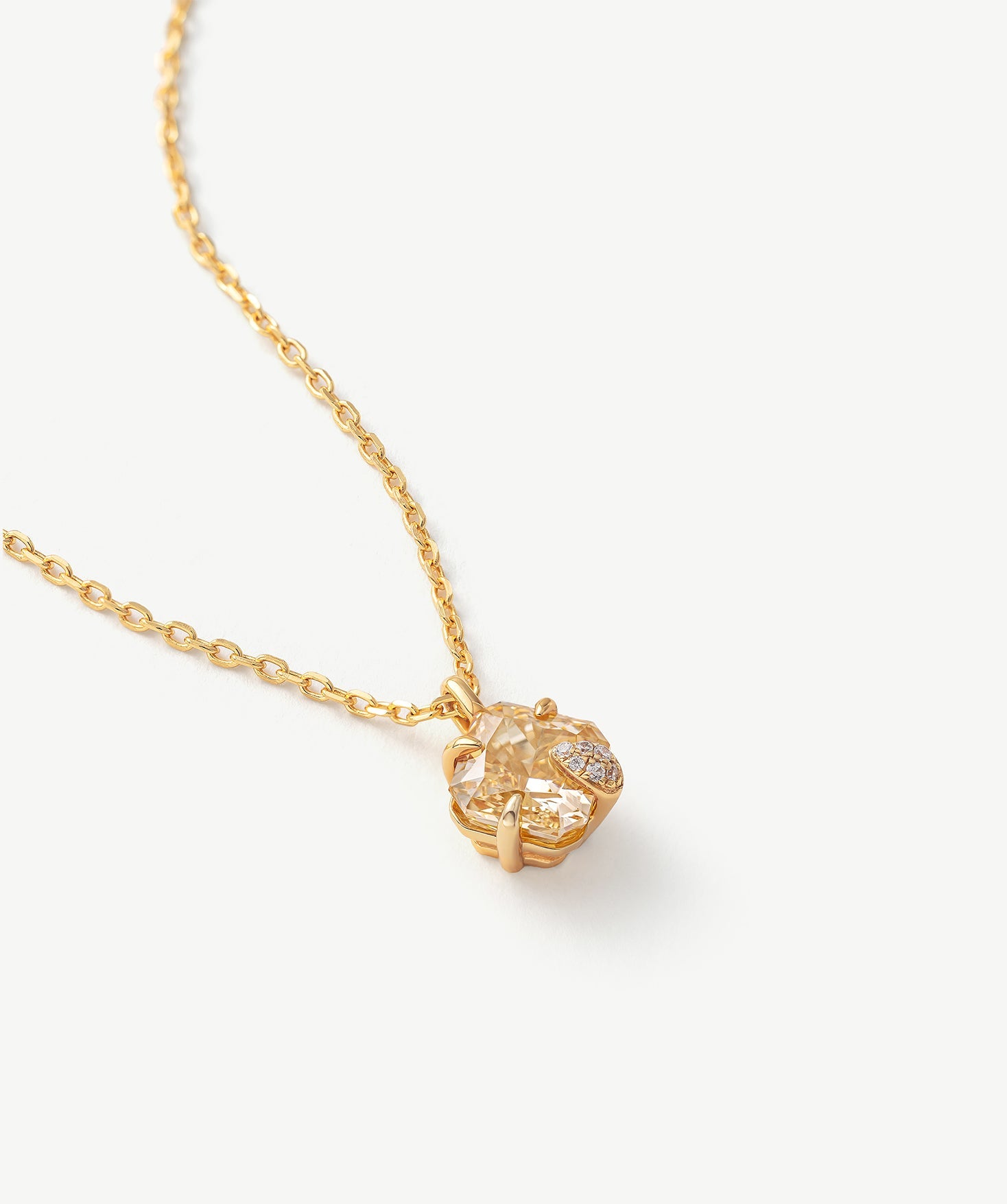 Gold Solitaire Pendant Necklace with Champagne Zircon | MaiaMina