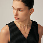 Gold Solitaire Pendant Necklace with Champagne Zircon | MaiaMina