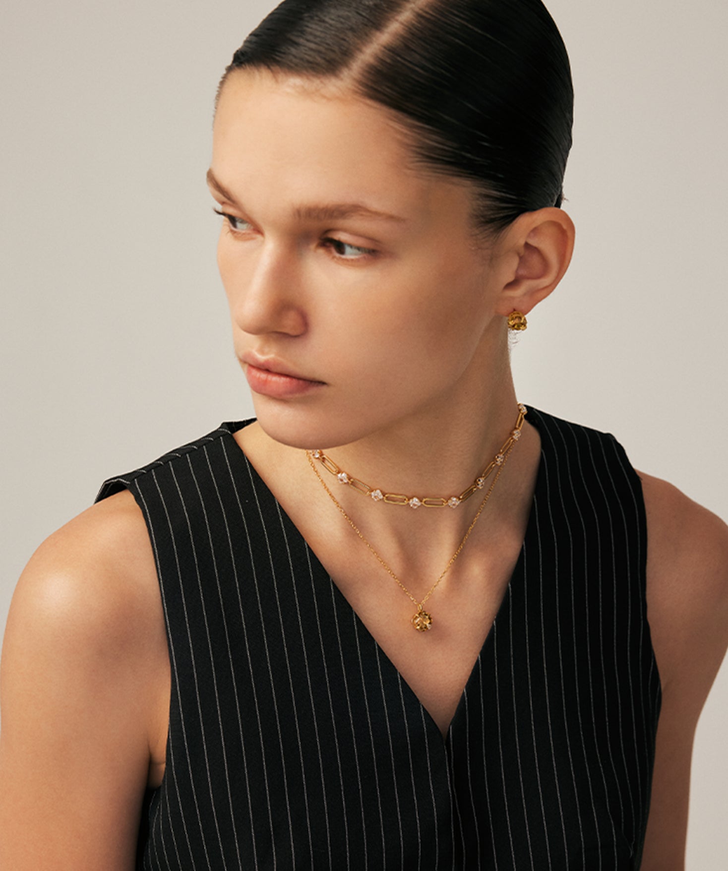 Gold Solitaire Pendant Necklace with Champagne Zircon | MaiaMina