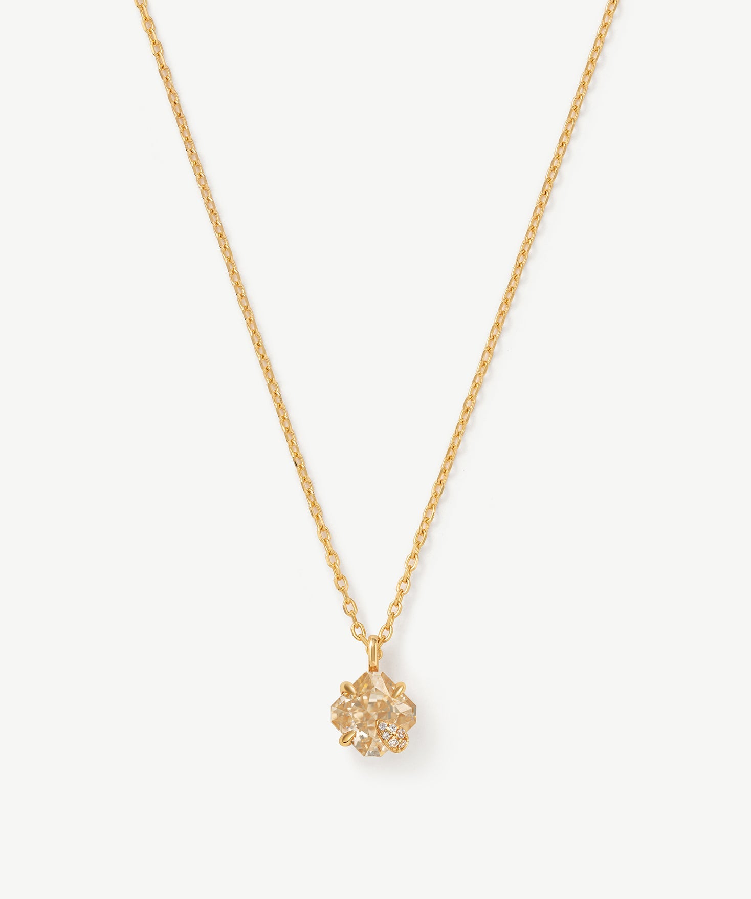 Gold Solitaire Pendant Necklace with Champagne Zircon | MaiaMina