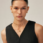 Gold Solitaire Pendant Necklace with Champagne Zircon | MaiaMina