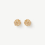Gold Stud Earrings with Champagne Zircon and Pave Claw | MaiaMina