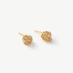 Gold Stud Earrings with Champagne Zircon and Pave Claw | MaiaMina