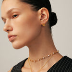 Gold Stud Earrings with Champagne Zircon and Pave Claw | MaiaMina