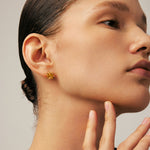 Gold Stud Earrings with Champagne Zircon and Pave Claw | MaiaMina