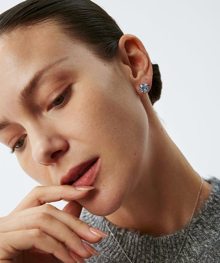 Wilda Sky Blue Topaz Stud Earrings in Sterling Silver – MaiaMina