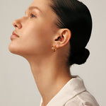 Gold Mismatched Drop Earrings with CZ Stones – Wilda by MaiaMina