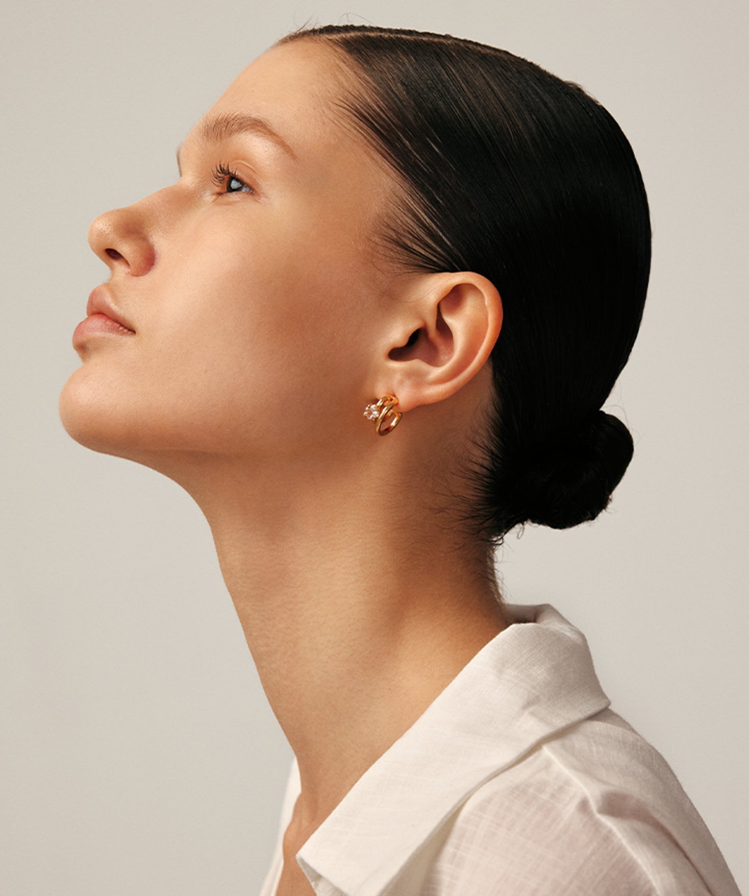 Gold Mismatched Drop Earrings with CZ Stones – Wilda by MaiaMina