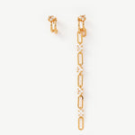 Gold Mismatched Drop Earrings with CZ Stones – Wilda by MaiaMina