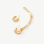 Gold Mismatched Drop Earrings with CZ Stones – Wilda by MaiaMina