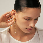 Gold Mismatched Drop Earrings with CZ Stones – Wilda by MaiaMina