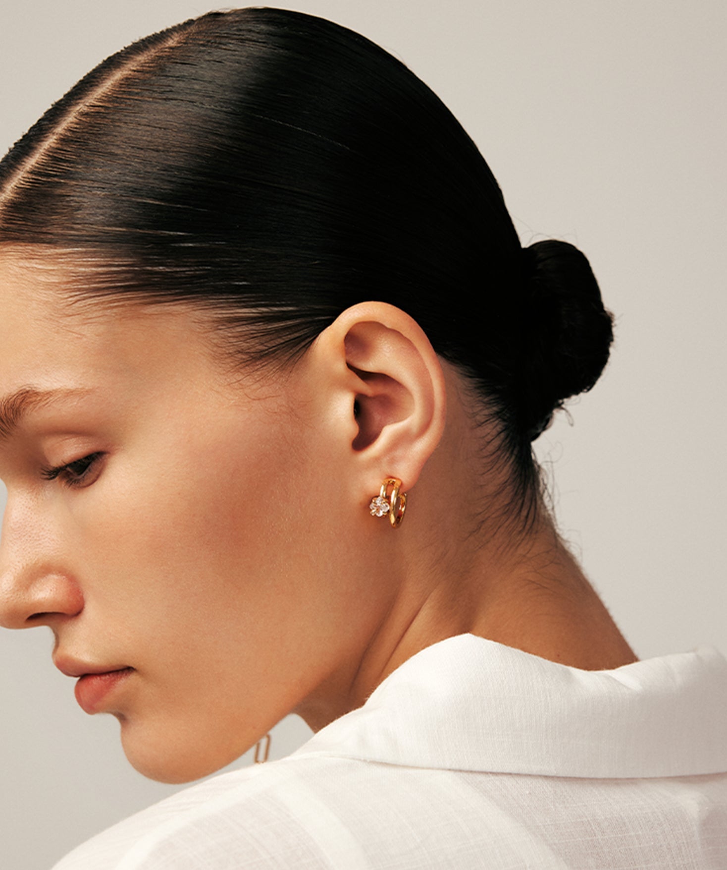 Gold Mismatched Drop Earrings with CZ Stones – Wilda by MaiaMina