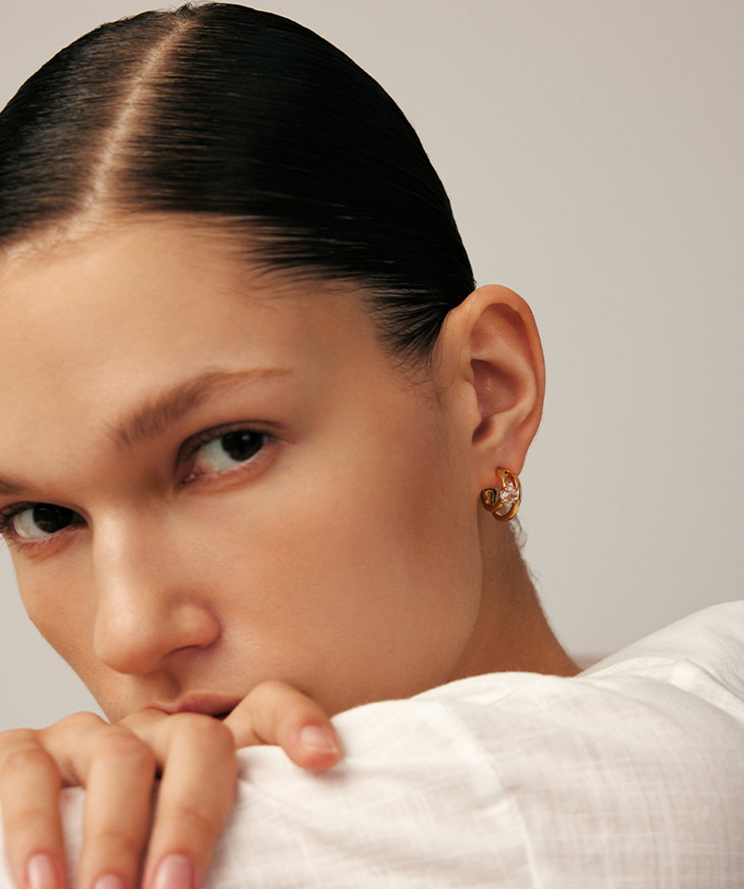 Gold Mismatched Drop Earrings with CZ Stones – Wilda by MaiaMina