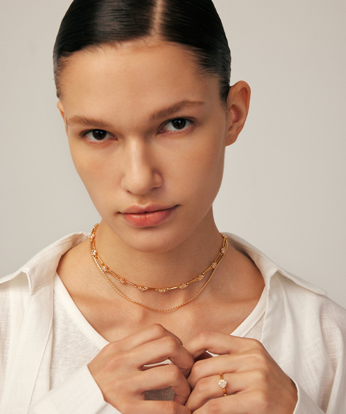 Gold Paperclip Chain Necklace with Ice-Cut CZ – Wilda by MaiaMina