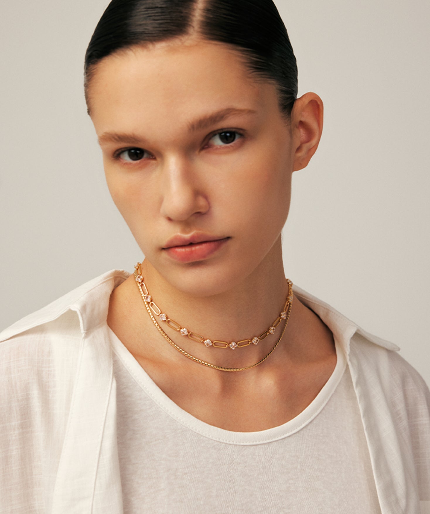 Gold Paperclip Chain Necklace with Ice-Cut CZ – Wilda by MaiaMina