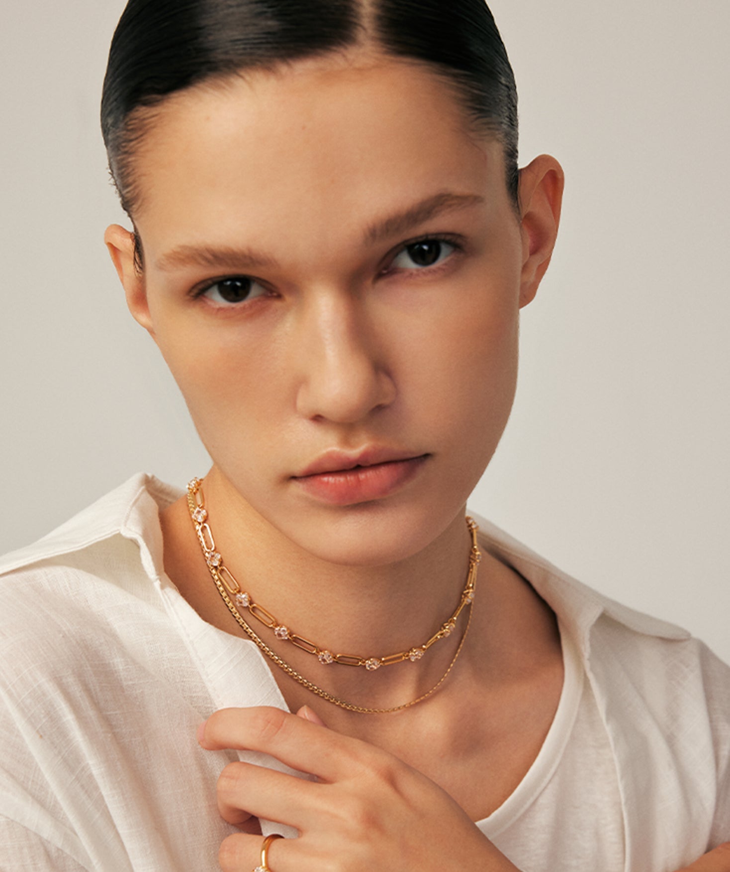 Gold Paperclip Chain Necklace with Ice-Cut CZ – Wilda by MaiaMina