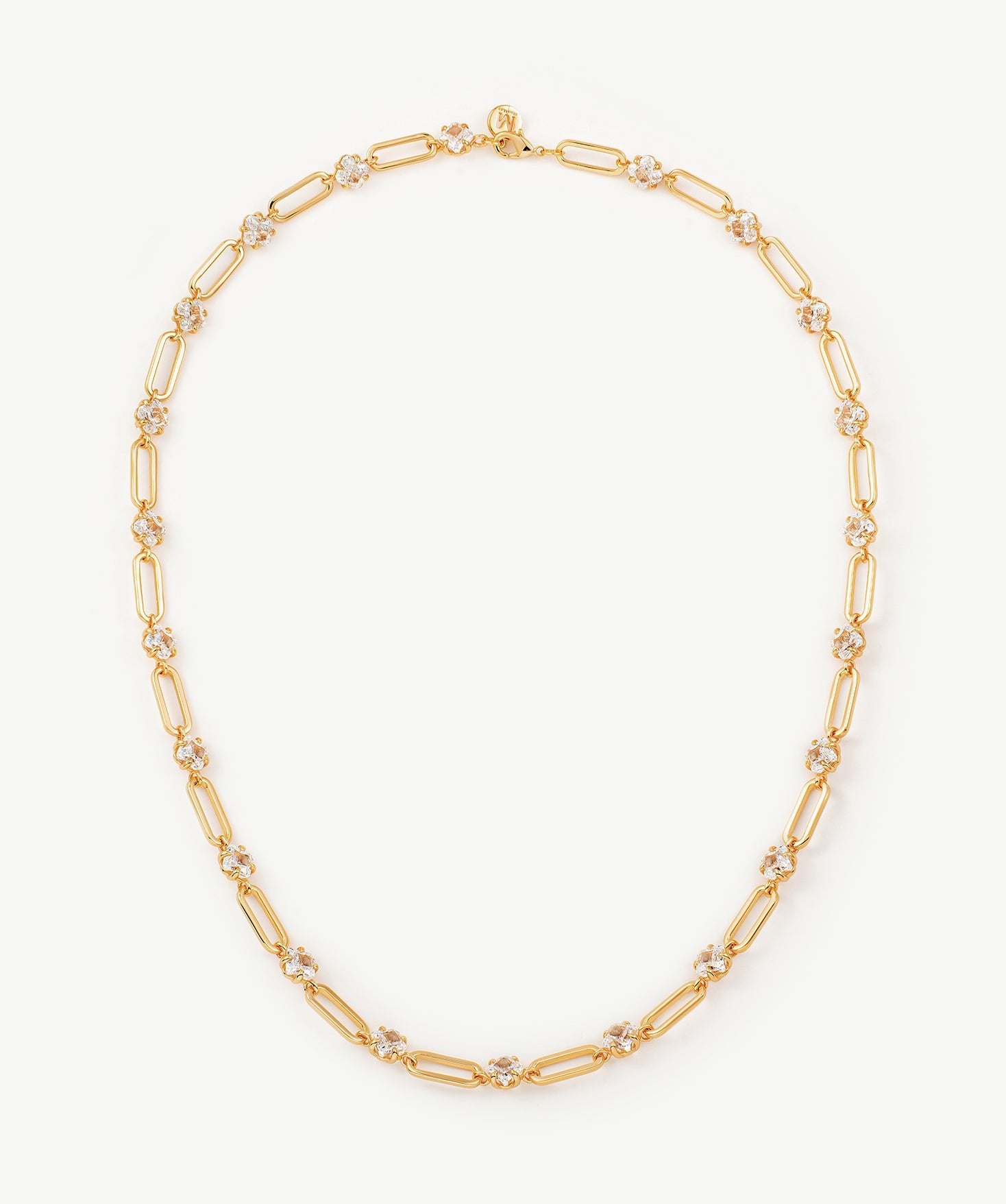 Gold Paperclip Chain Necklace with Ice-Cut CZ – Wilda by MaiaMina