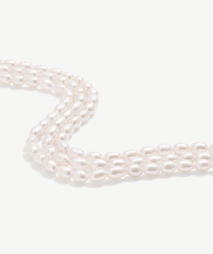 Three-Strand Pearl Beads Necklace, Statement Necklace Pearl Layering Necklace Set with 18K Gold Plated Vermeil | MaiaMina