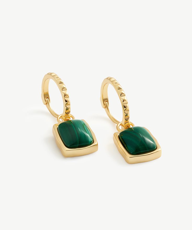 Malachite Gemstone Earrings, Charm & Drop Earrings with 18K Gold Plated  Vermeil on Sterling Silver | MaiaMina