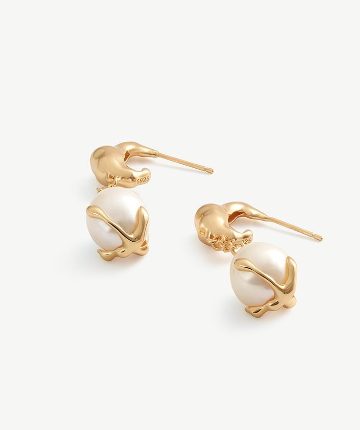 Molten Pearl Hoop Earrings | MaiaMina