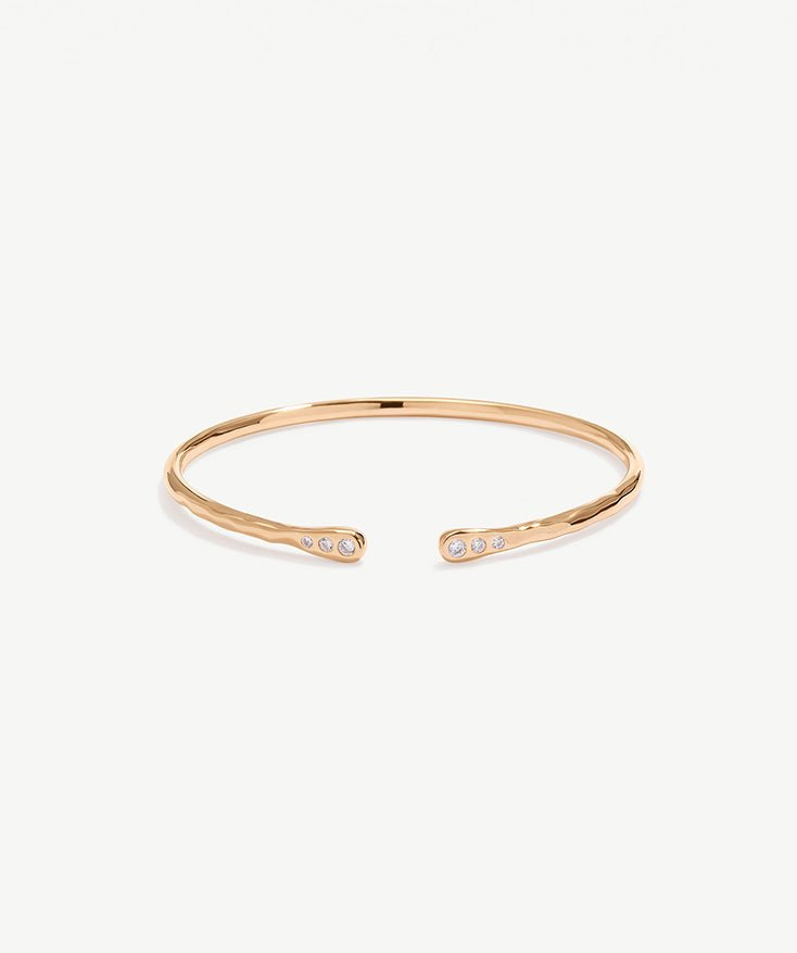 18K Gold Plated Sterling Silver Bracelet, Women's Bangle Cuff with Cubic Zirconia Stones | MaiaMina