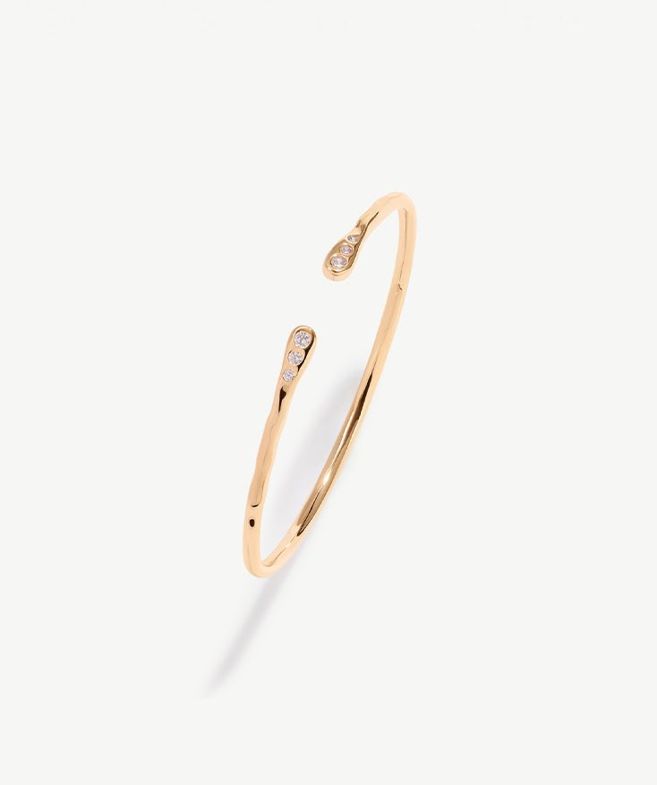 18K Gold Plated Sterling Silver Bracelet, Women's Bangle Cuff with Cubic Zirconia Stones | MaiaMina
