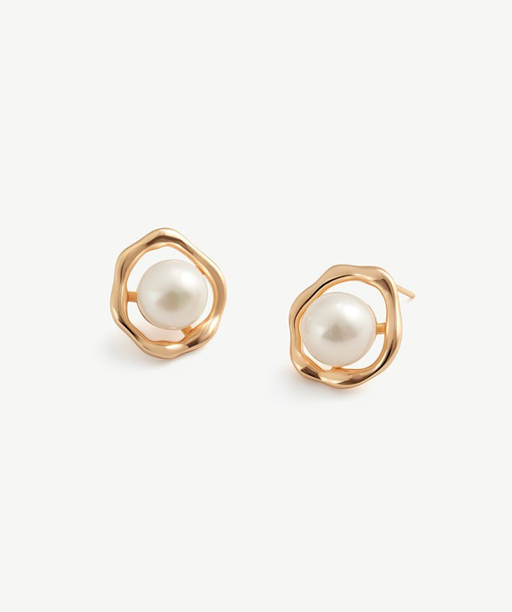 Molten Pearl Stud Earrings | MaiaMina