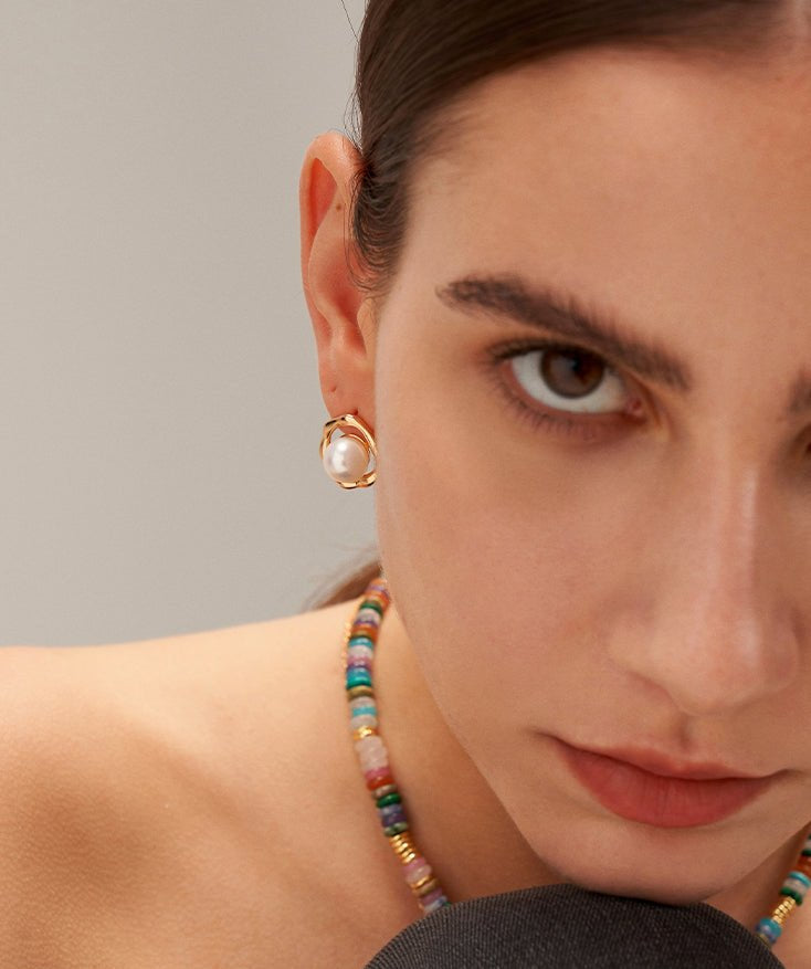 Molten Pearl Stud Earrings | MaiaMina