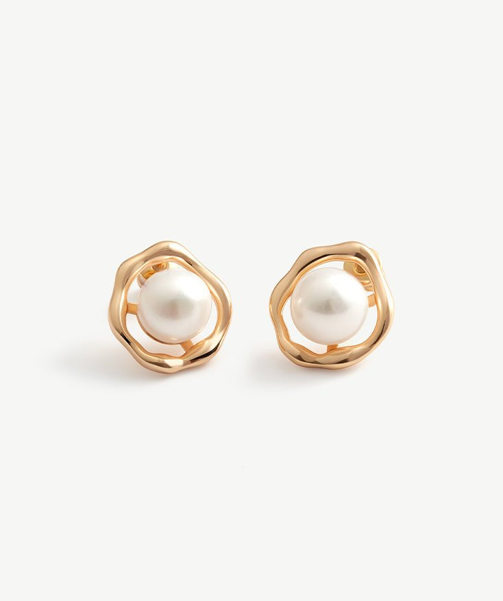 Molten Pearl Stud Earrings | MaiaMina