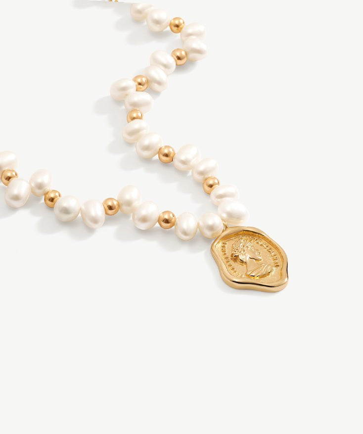 Royal Pearl Queen Coin Necklace | MaiaMina