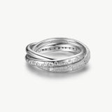 MaiaMina Rhodium Plated Sterling Silver Triple Band Zirconia Ring Cetus Collection