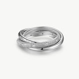 MaiaMina Rhodium Plated Sterling Silver Triple Band Zirconia Ring Cetus Collection