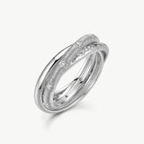 MaiaMina Rhodium Plated Sterling Silver Triple Band Zirconia Ring Cetus Collection