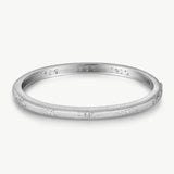 MaiaMina Rhodium Plated Textured Bangle Bracelet with Starburst Details Cetus Collection