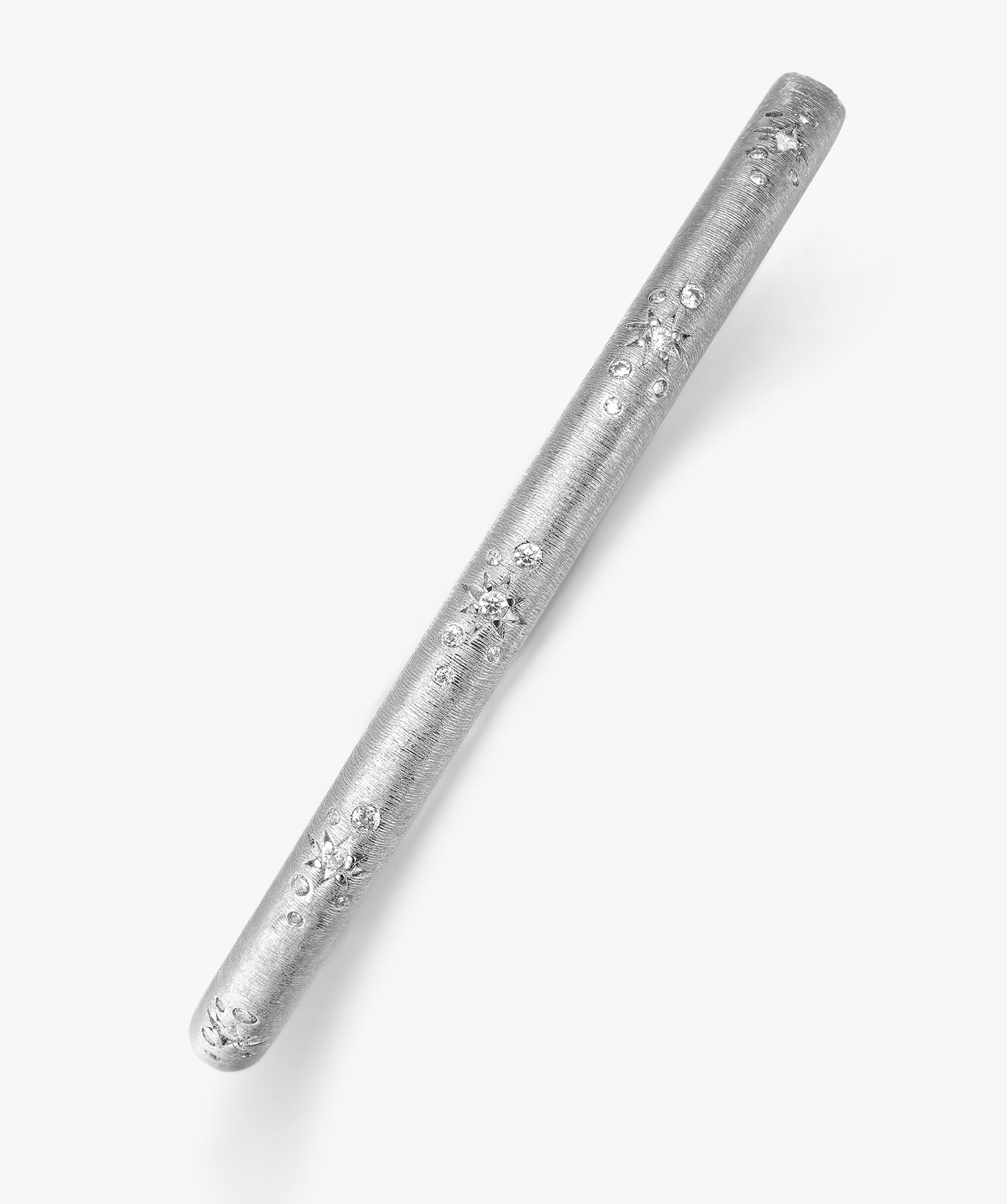 MaiaMina Rhodium Plated Textured Bangle Bracelet with Starburst Details Cetus Collection
