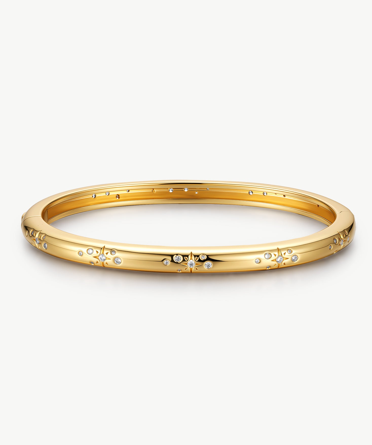 MaiaMina 18K Gold Plated Bangle Bracelet with Zirconia Cetus Collection