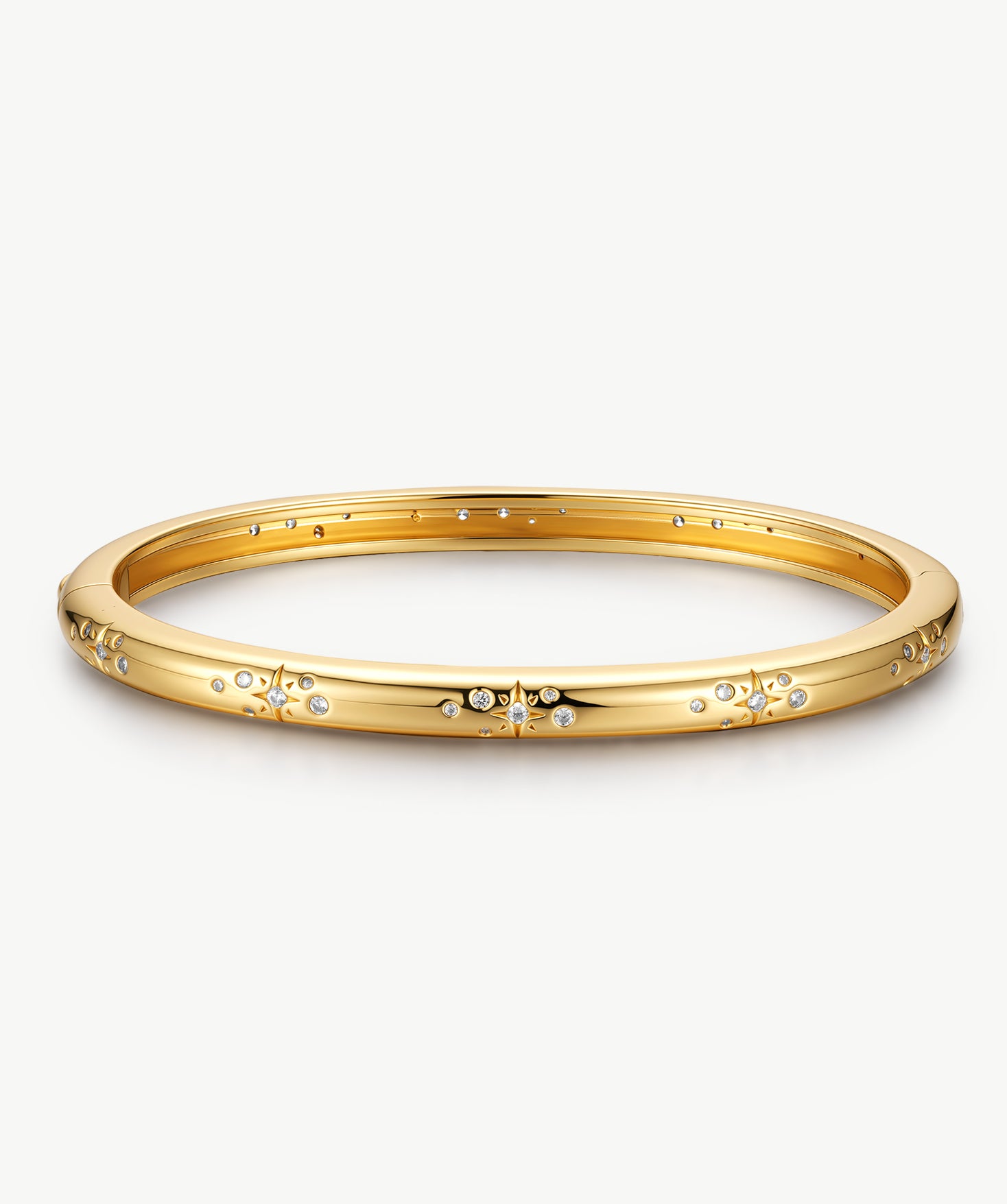 MaiaMina 18K Gold Plated Bangle Bracelet with Zirconia Cetus Collection
