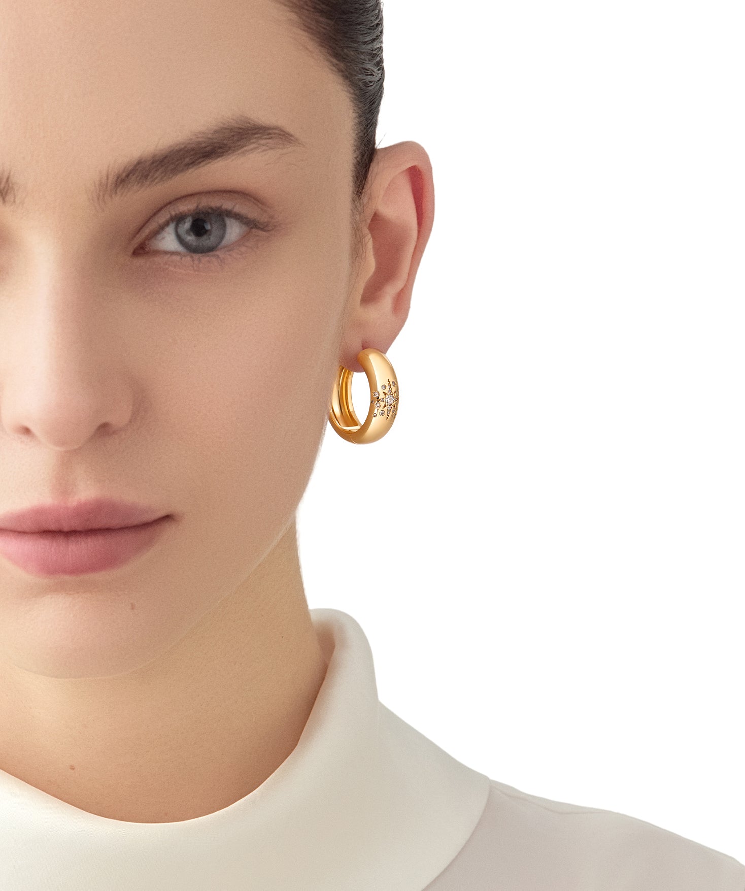 MaiaMina 18K Gold Vermeil Sterling Silver Mini Hoop Earrings Cetus Collection