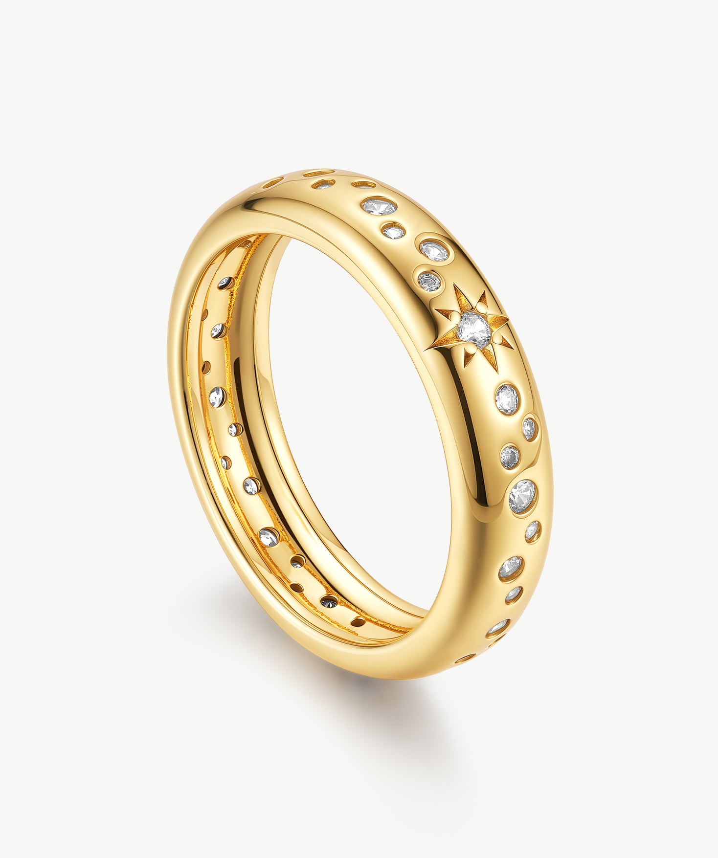 MaiaMina 18K Gold Vermeil Sterling Silver Zirconia Band Ring Cetus Collection