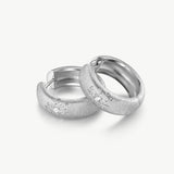 MaiaMina Rhodium Plated Starburst Hoop Earrings with Zircon Accents Cetus Collection
