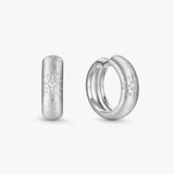 MaiaMina Rhodium Plated Starburst Hoop Earrings with Zircon Accents Cetus Collection
