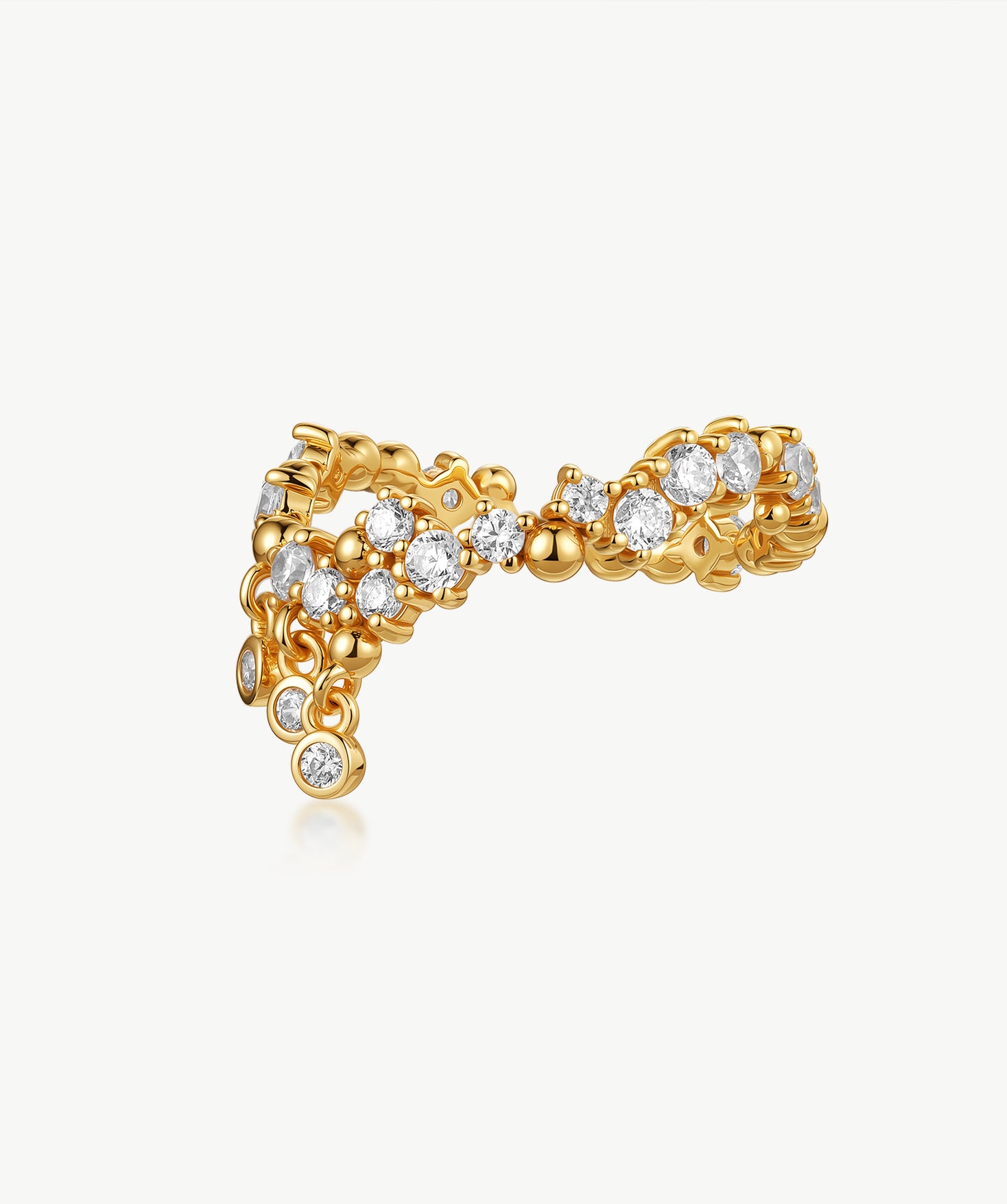 MaiaMina 18K Gold Plated Pinky Ring with Zirconia Dangle | Cetus
