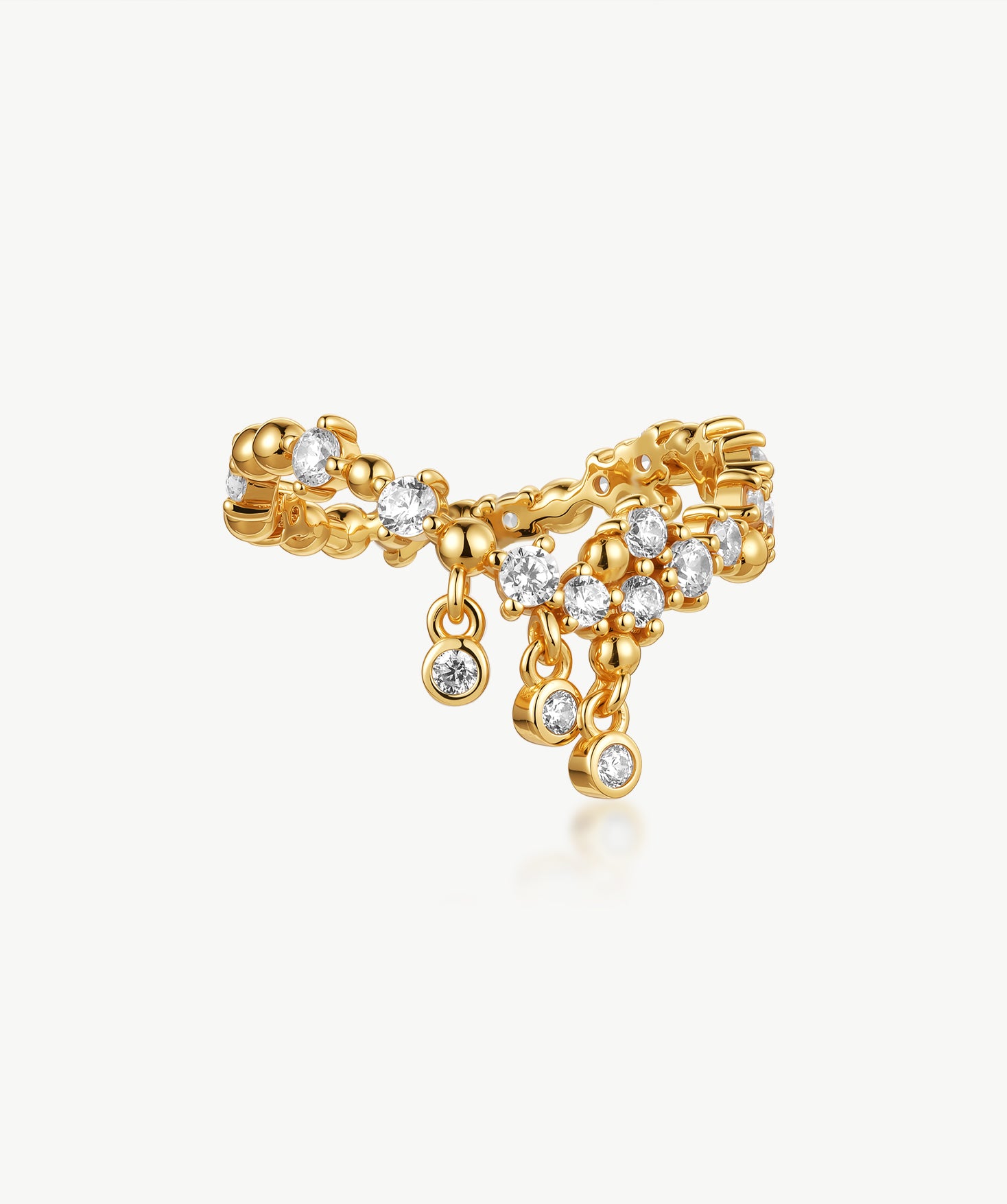 MaiaMina 18K Gold Plated Pinky Ring with Zirconia Dangle | Cetus