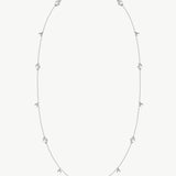 MaiaMina Rhodium Plated Clear Quartz Long Necklace Convertible Layering Necklace Cetus Collection