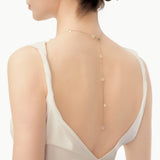 MaiaMina Rhodium Plated Clear Quartz Long Necklace Convertible Layering Necklace Cetus Collection