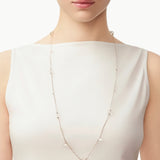 MaiaMina Rhodium Plated Clear Quartz Long Necklace Convertible Layering Necklace Cetus Collection