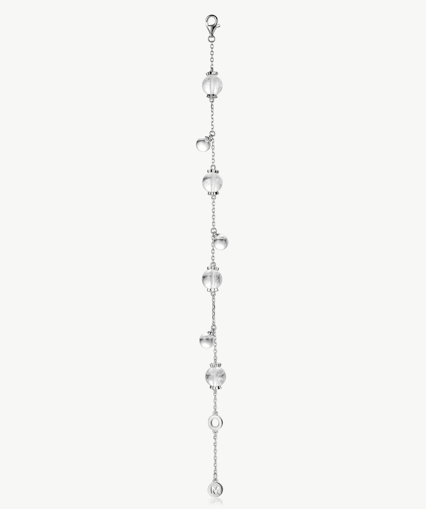 MaiaMina Rhodium Plated Sterling Silver White Crystal Charm Bracelet Cetus Collection